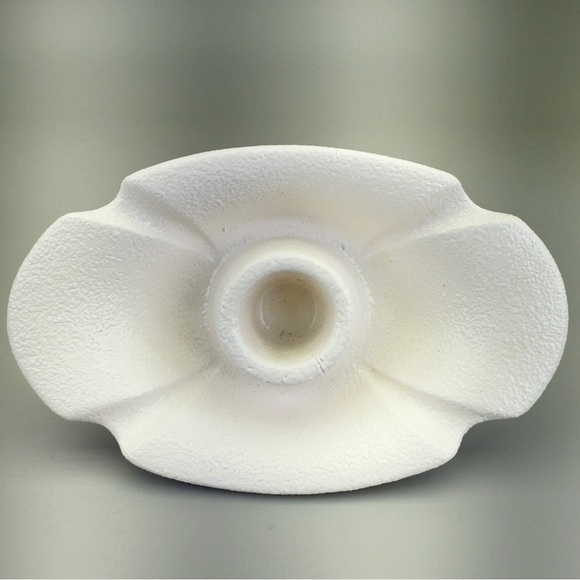 Haeger Textured White Ceramic Candle Holders - Picture 4 of 8